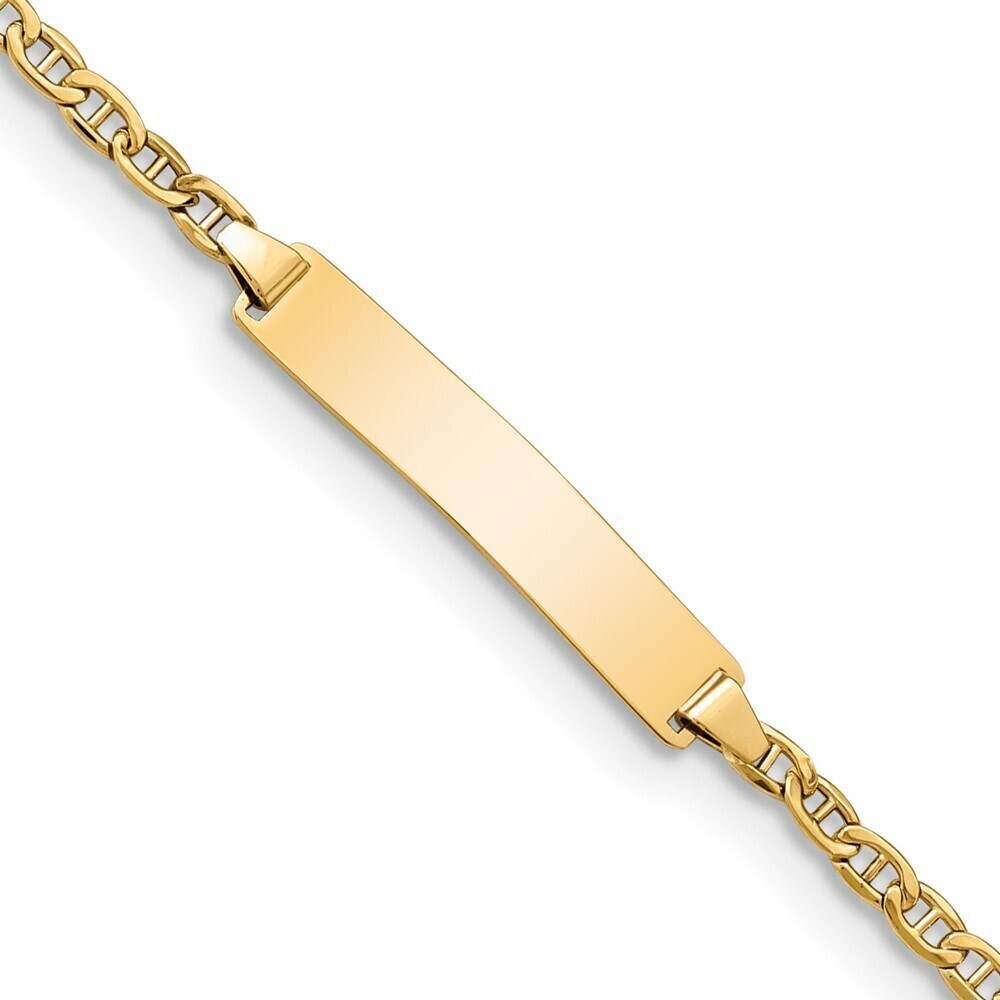14k Yellow Gold Semi-solid Polished Anchor Link Id  Bracelet